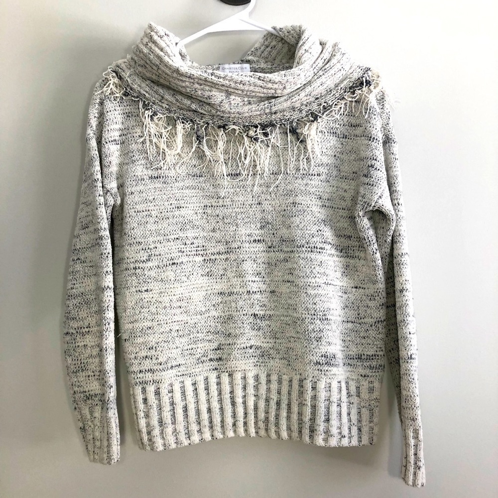 Charter Club Petite Knit Cable Sweater with removable scarf. PS